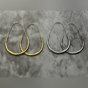 Anthropologie Wavy Hoop Earrings in Gold and Silver
